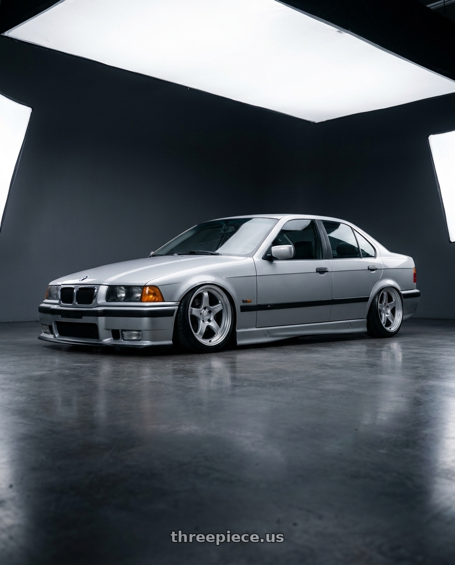 1996 Bmw 328i silver with Kansei K11S Tandem 5X100 18x9.5 22 Hyper Silver wheels