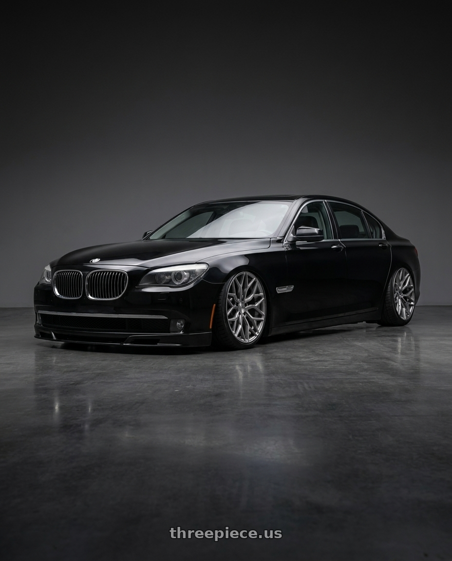 2011 BMW 750li with Niche 1PC M265 MAZZANTI 5X120 20X10.5 +35 ANTHRACITE BRUSHED TINT CLEAR wheels