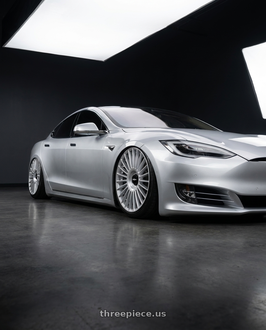 2018 tesla model s with Rotiform RC202 GRZ 5X112/5X120 20x8.5 +35 GLOSS SILVER wheels
