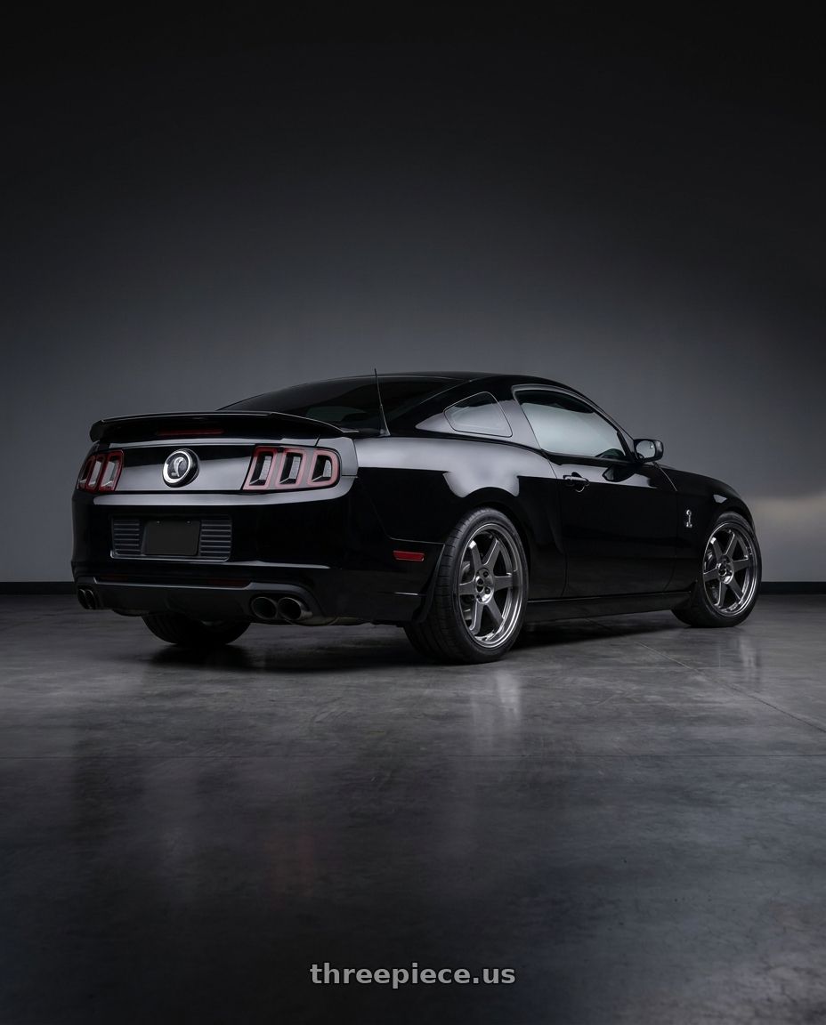 2011 GT500 SVT Performance Package Black with Vors TR37 5x114.3 19x9.5  +35 Hyper Black wheels rear three quarter view square tires