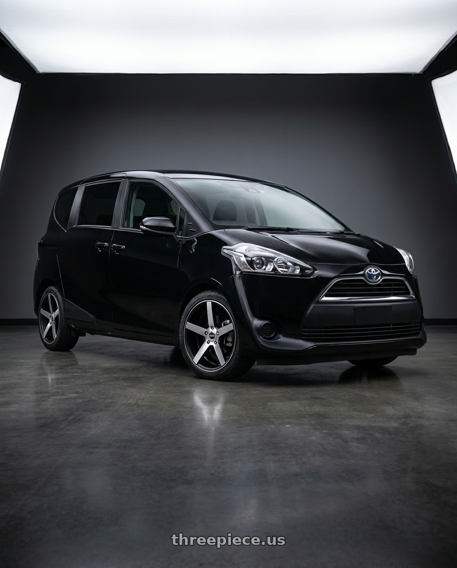 2017 Toyota sienta  with Strada Perfetto 5x100/5x114.3 16x7.5 +35 Gloss Black Machined wheels