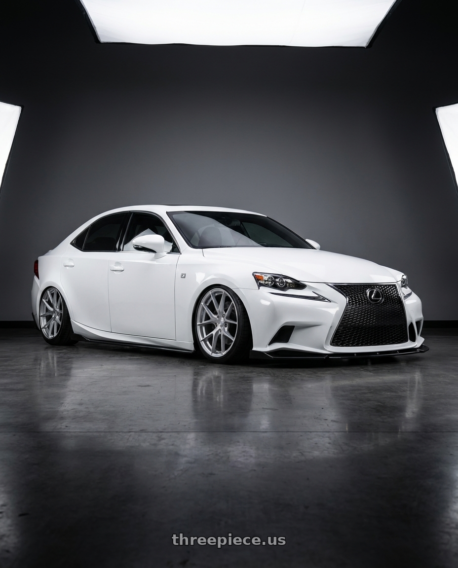 2016 Lexus is 350 f with Aodhan AFF7 5x114.3 18x8.5+35 Gloss Silver Machined Face wheels