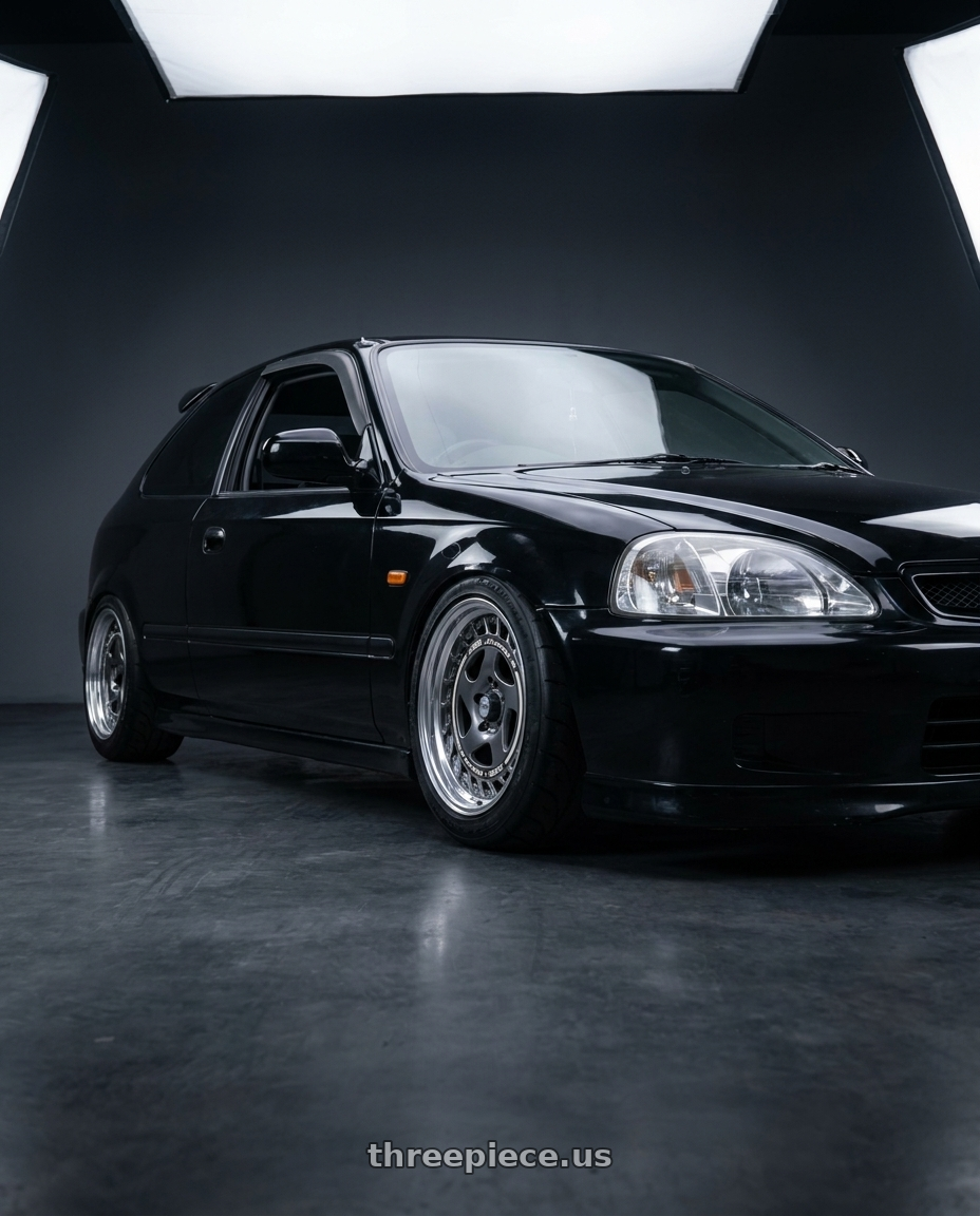 1997 Honda Civic with FORMULA AERO SPOKE 4x100 16X6.5+32 NR Disk Titan Silver wheels