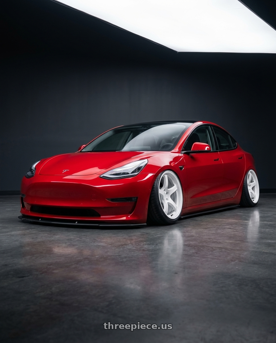2025 Tesla Model 3 with Volk Racing Te37 Gravel 5x1143 15x7035 White 15x70 Et35 wheels