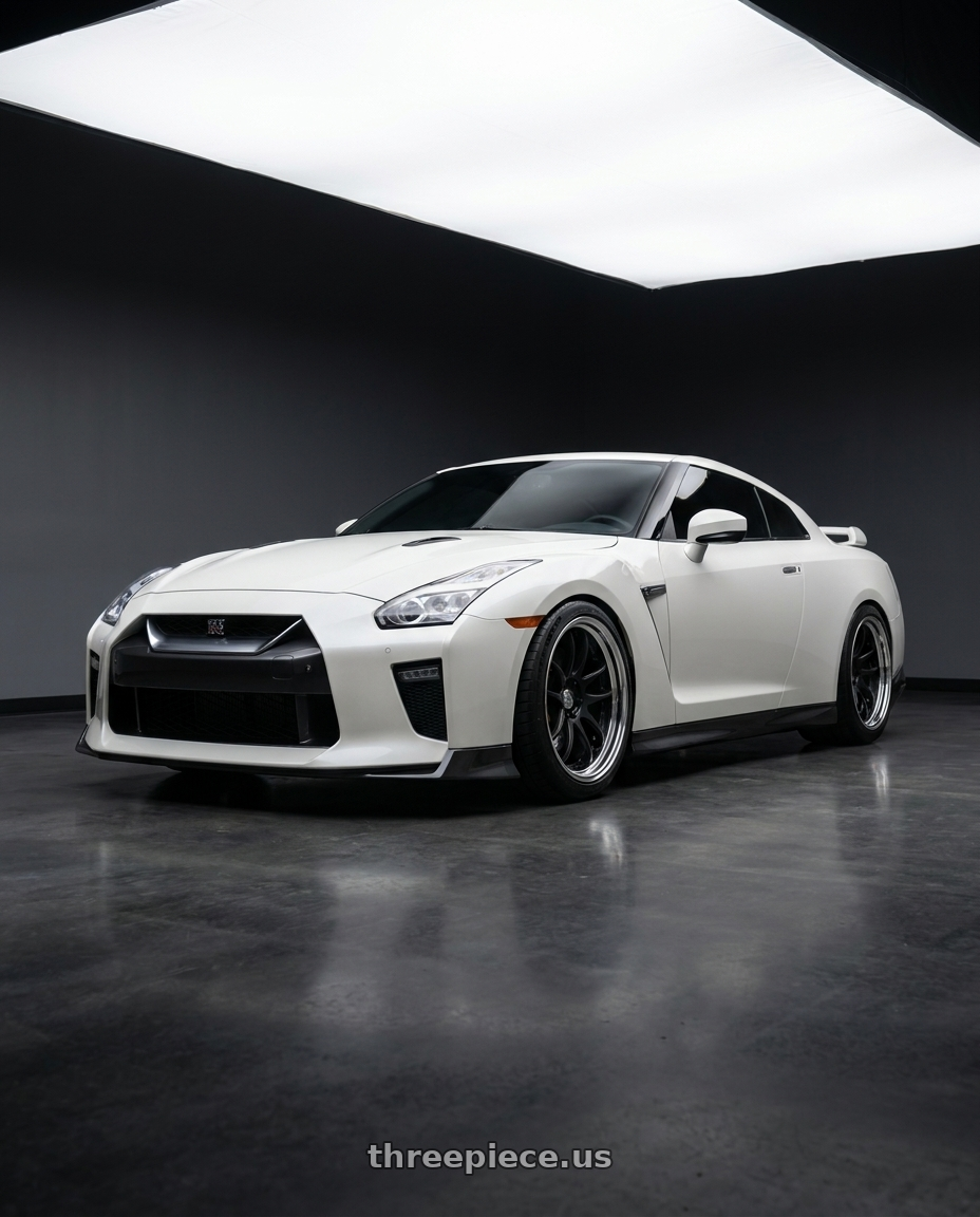 2017 Nissan GTR with Work Cr 2P 5x114.3 20x12.0 +22 Matte Black wheels