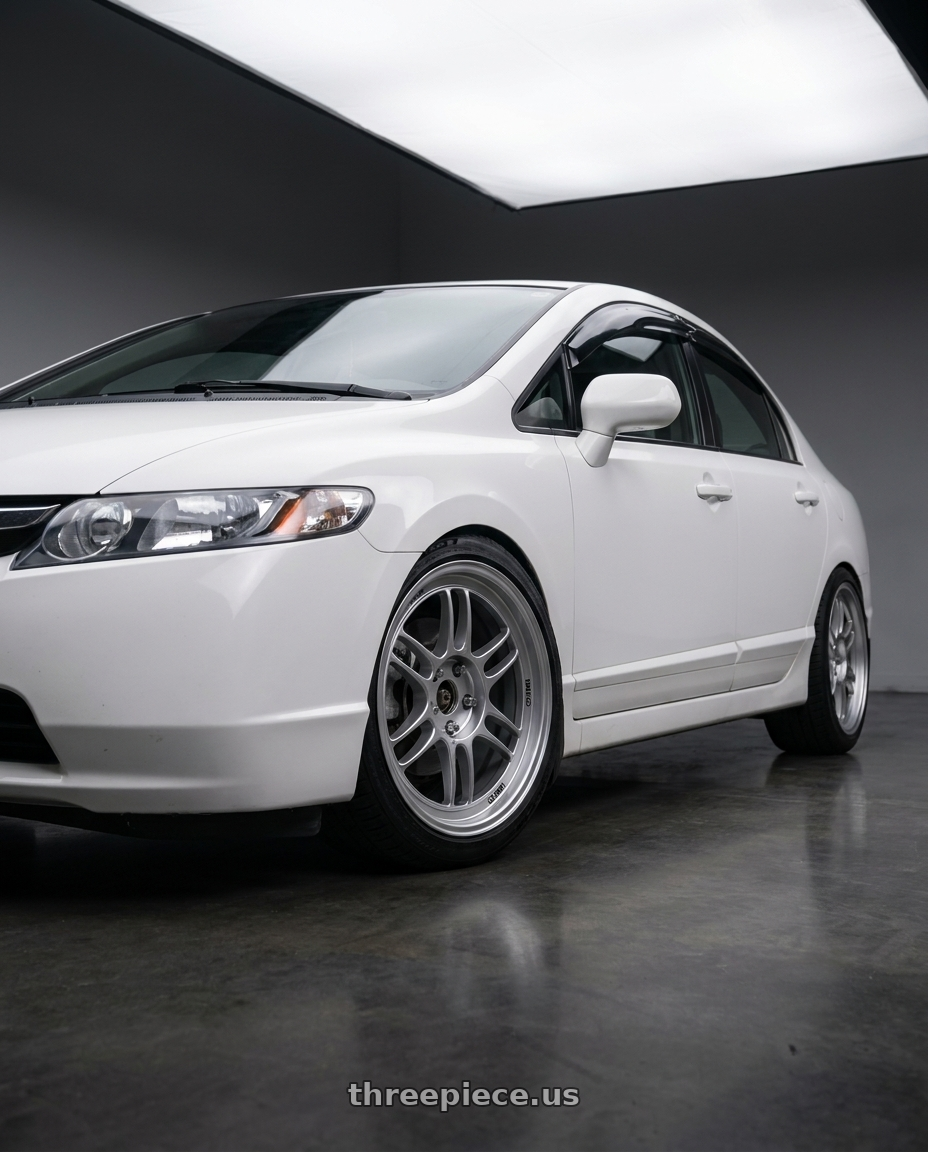 2007 honda civic ex with Enkei RPF1 5x114.3 18x8.5+40 Silver wheels