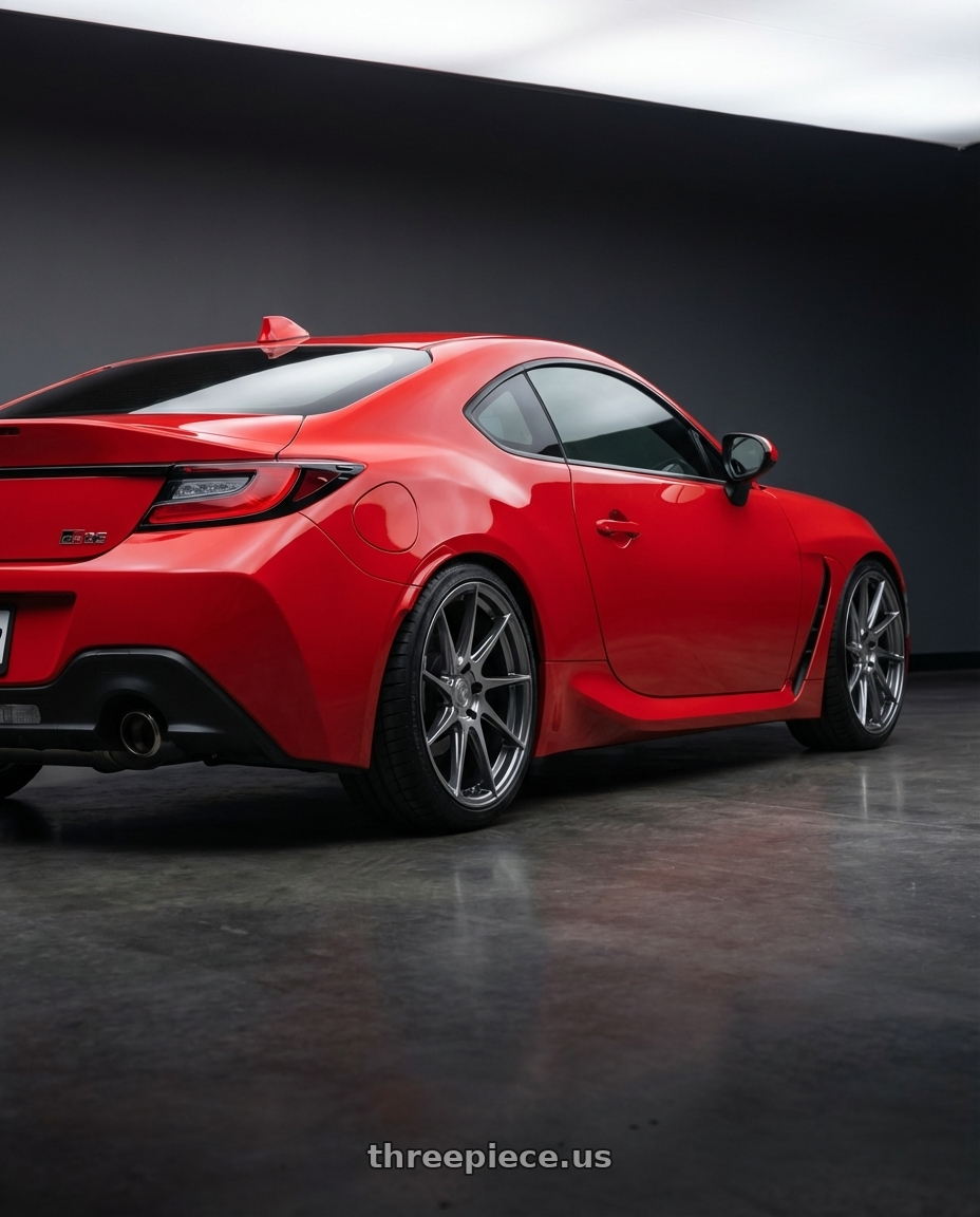 2024 Toyota GR86 with Aodhan AH09 5x114.3 18x8.5 +35 Hyper Black wheels rear three quarter view square tires