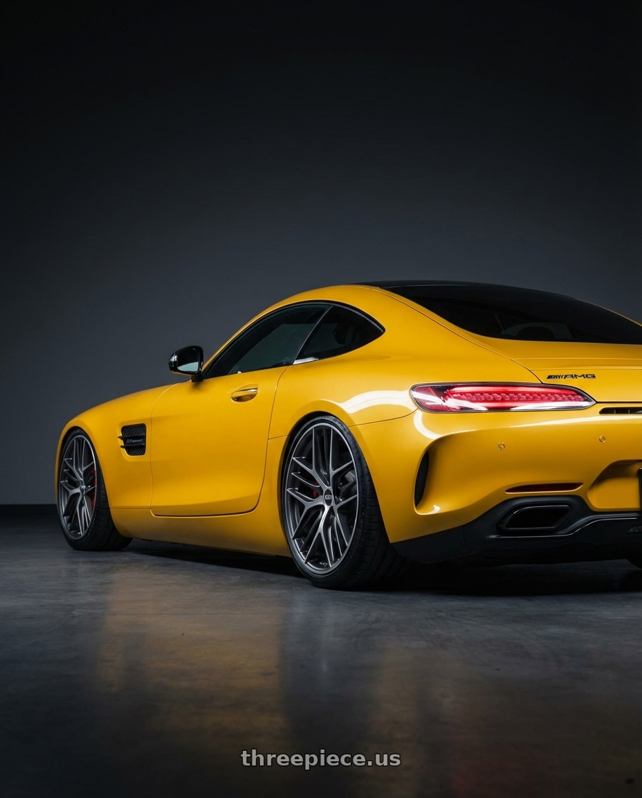 2019 Mercedes-Benz AMG GT with BBS CC-R 5x112 20x8.5+30 Graphite w/ Diamond Cut Face wheels rear three quarter view slight stretch tires