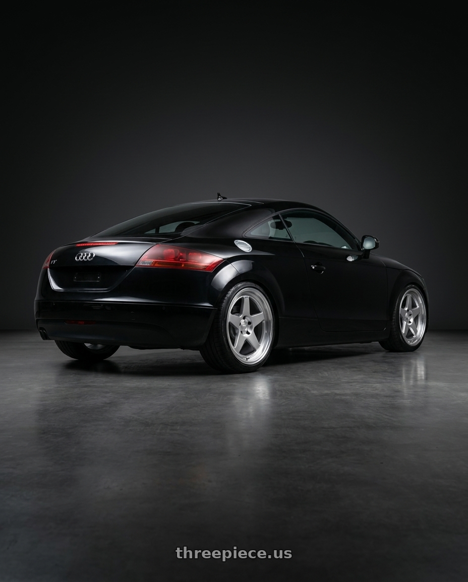 2008 Audi TT 3.2 with Kansei K12H KNP 5X112 19x9.5 35 Hyper Silver wheels rear three quarter view slight stretch tires