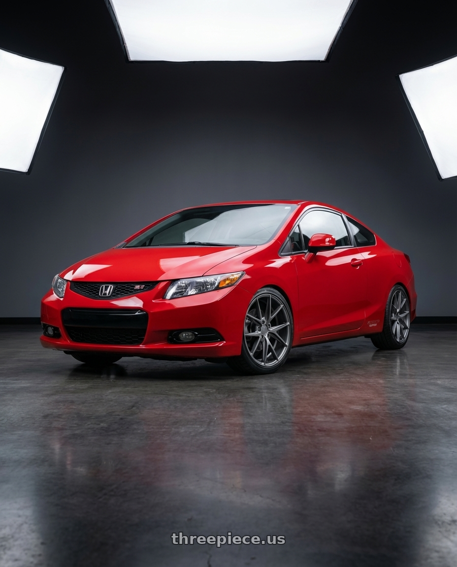 2015 Honda Civic Si with Niche 1PC M116 MISANO 5X114.3 17X8 +40 MATTE GUN METAL wheels front three quarter view lowered stance