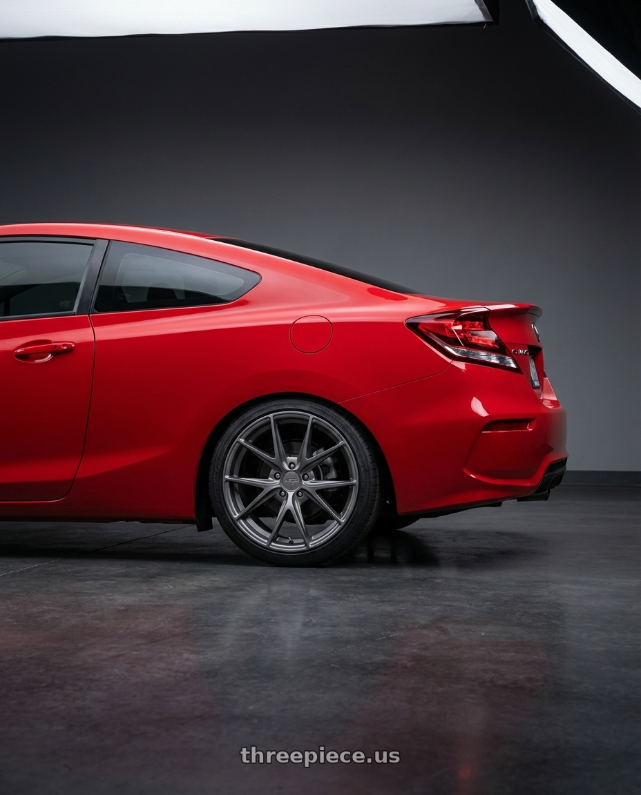 2015 Honda Civic Si with Niche 1PC M116 MISANO 5X114.3 17X8 +40 MATTE GUN METAL wheels rear three quarter view square tires