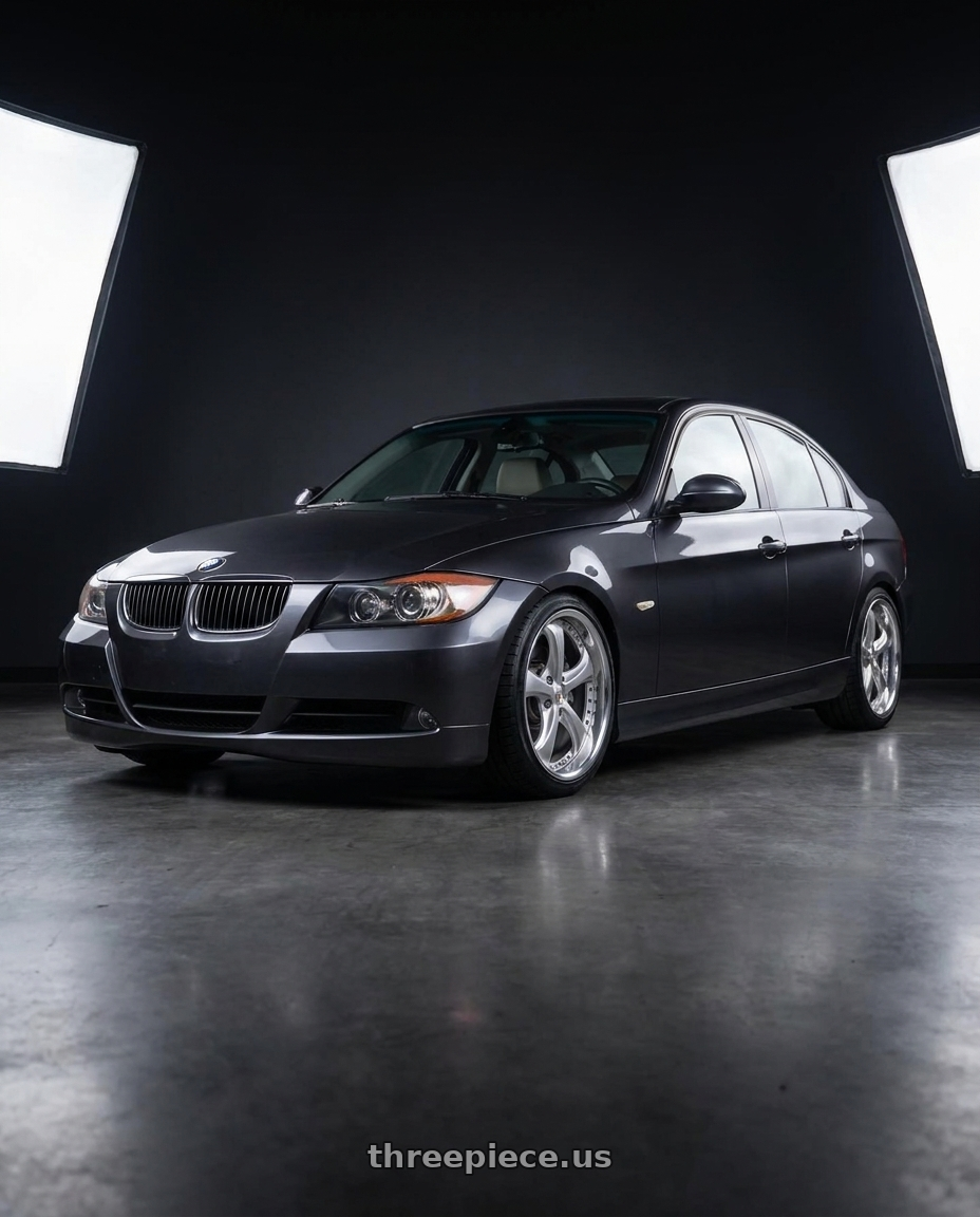 2006 BMW 325i with Work Wheels VS-KF 5x120 19x9.5+34 Light Grey Silver A Disk FULL REVERSE wheels