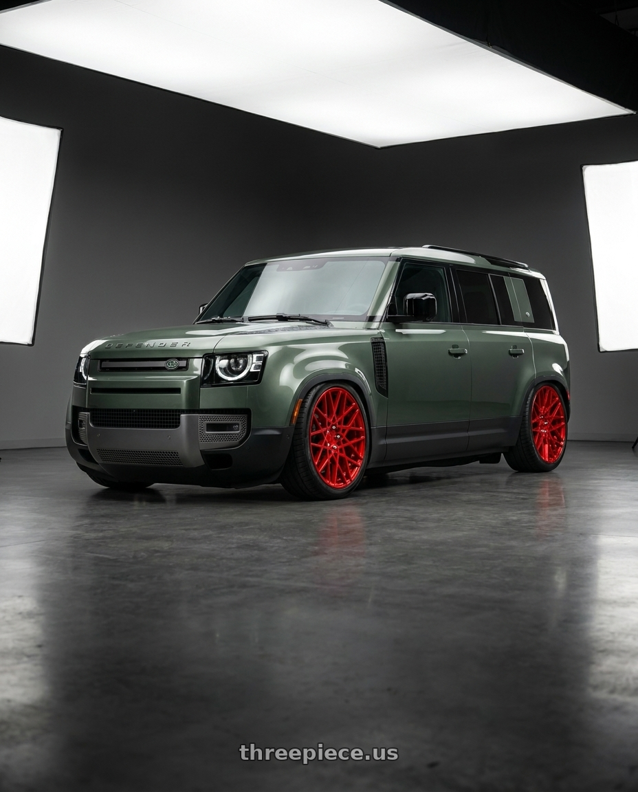 2025 Land Rover Defender110 with Rotiform 1PC R109 BLQ 5X112 19X8.5 +45 CANDY RED wheels