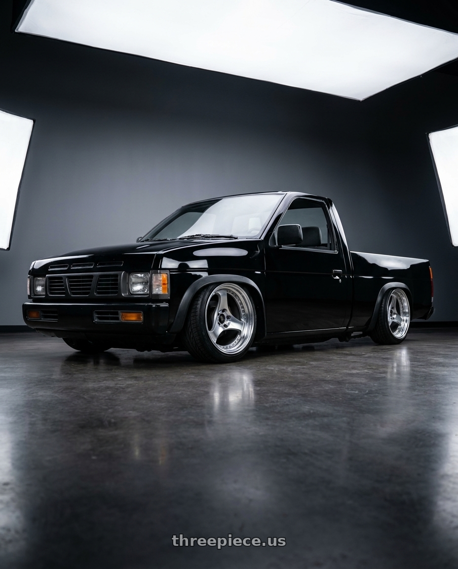 1989 nissan d21 hardbody black  with Advan Racing ONI2 PROGRESSIVE 5x114.3 20x8.5 +33 MACHINING & DIAMOND CUT wheels