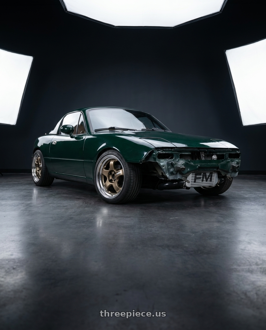 1991 mazda miata british racing with Work Meister S1 2P 4x100 15x7+38 A Disk Titanium Gold wheels