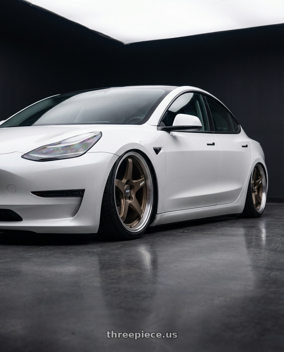 2023 Tesla Model 3 with ESR Wheels APEX SERIES AP5 5x114.3 19x9.5 +22 Matte Bronze wheels