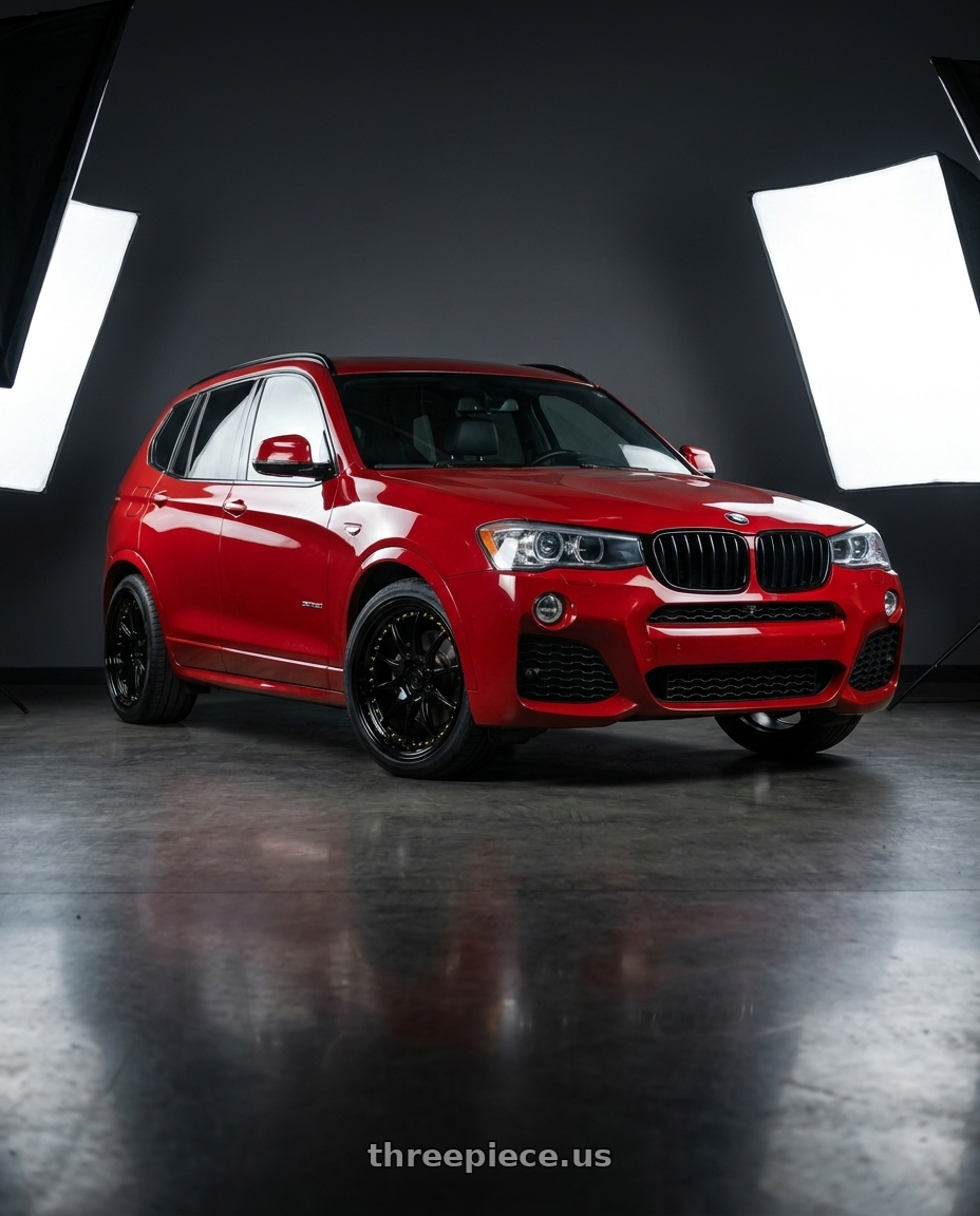 2017 x3 Msport with Aodhan DS07 5x114.3 18x9.5+22 Gloss Black W /Gold Rivets wheels