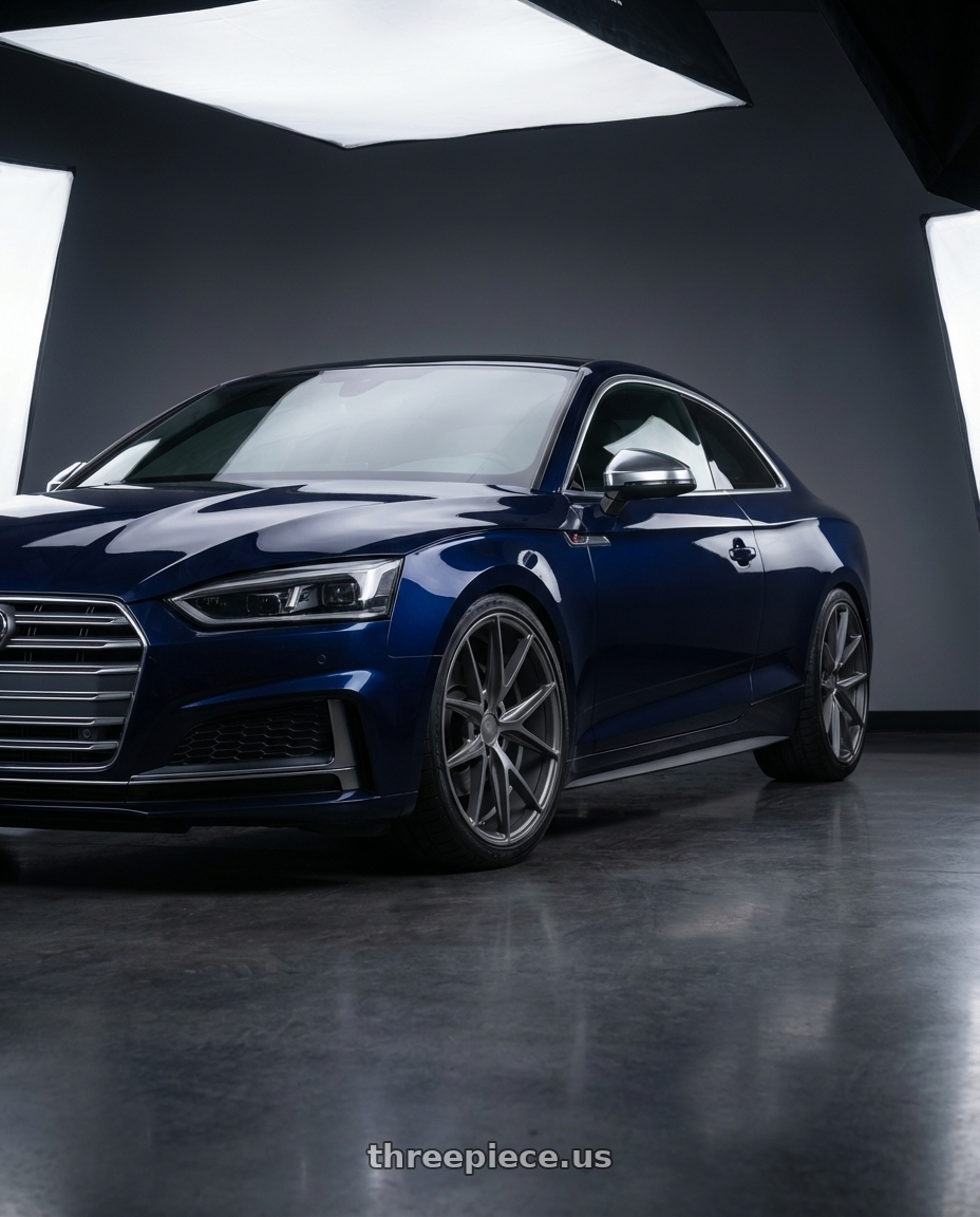 2014 Audi S5 B8 with Niche 1PC M116 MISANO 5X112 19X9.5 +38 MATTE GUN METAL wheels front three quarter view lowered stance