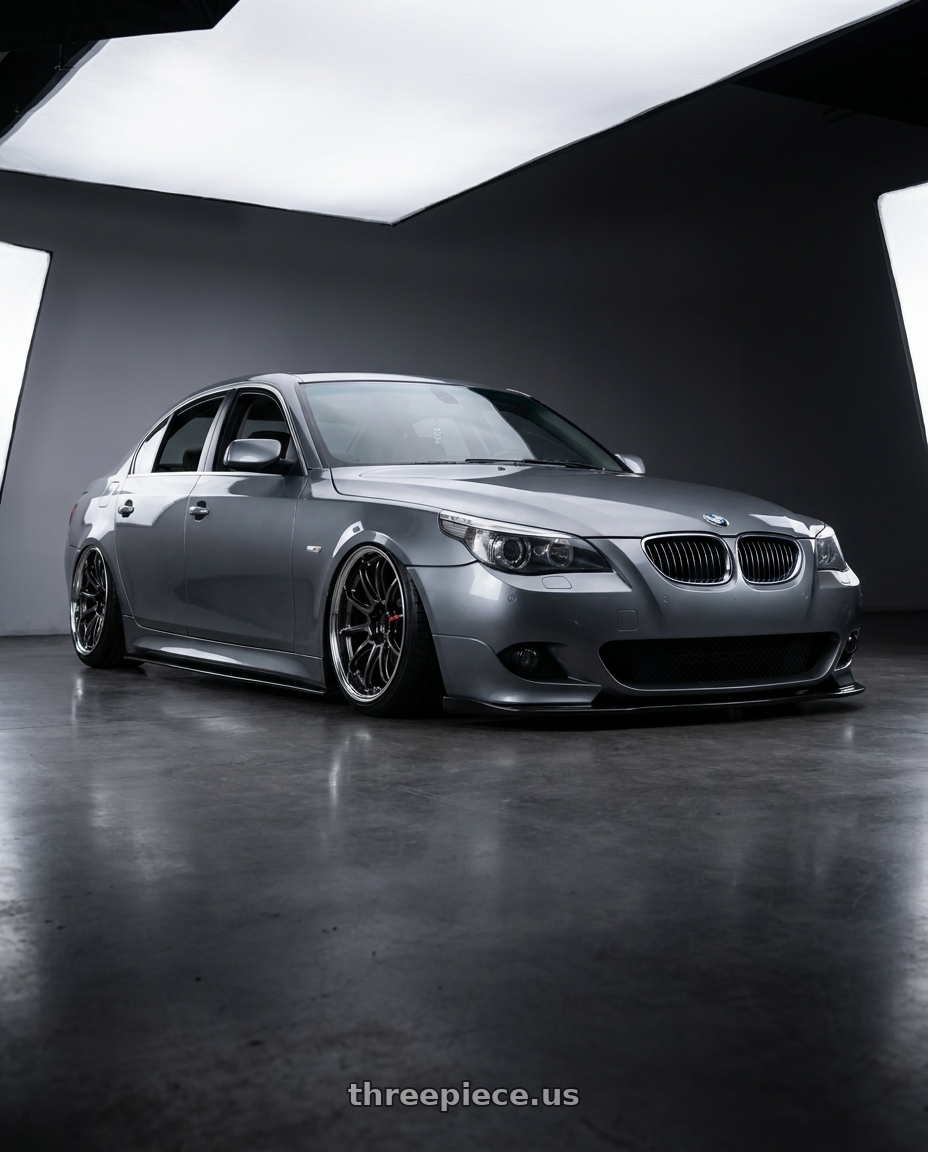 2009 E60 535i space gray metallic with Work Zr10 2P 5x120 18x10.0 +38 Glim Black wheels