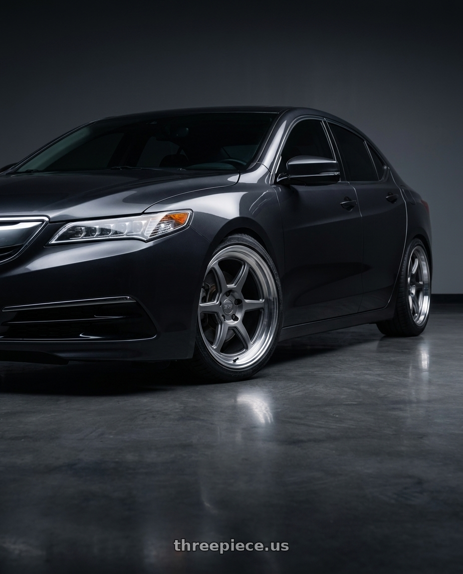 2016 Acura tlx charcoal black with Kansei K14G Roku 5X108 18x9 12 Grey and Machined Lip wheels