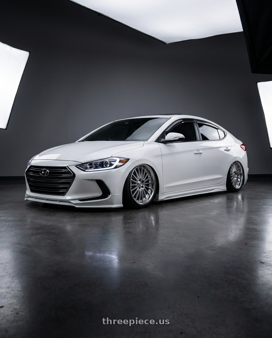 2018 Hyundai Elantra with Work Lanvec Lf1 5x114.3 18x9.5+22 O Disk Machine Silver Polish wheels