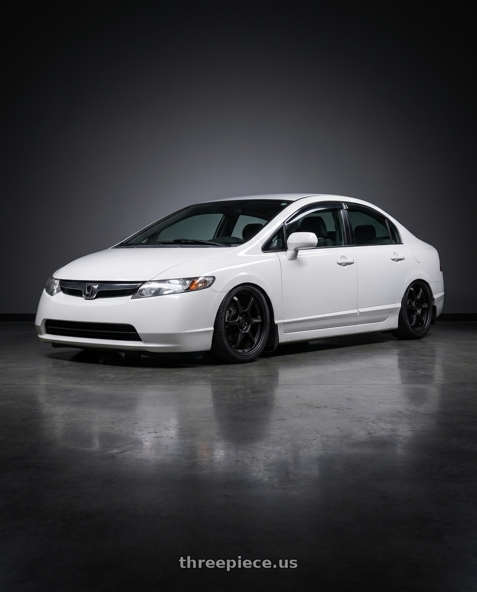 2007 honda civic ex with Motegi MR145 TRAKLITE 3.0 5X114.3 17X8.5 +35 SATIN BLACK wheels