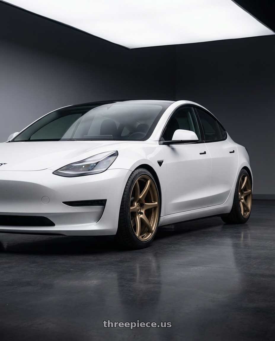 2023 Tesla Model 3 with Kansei K11B Tandem 5x114.3 19x10.5 12 Bronze wheels