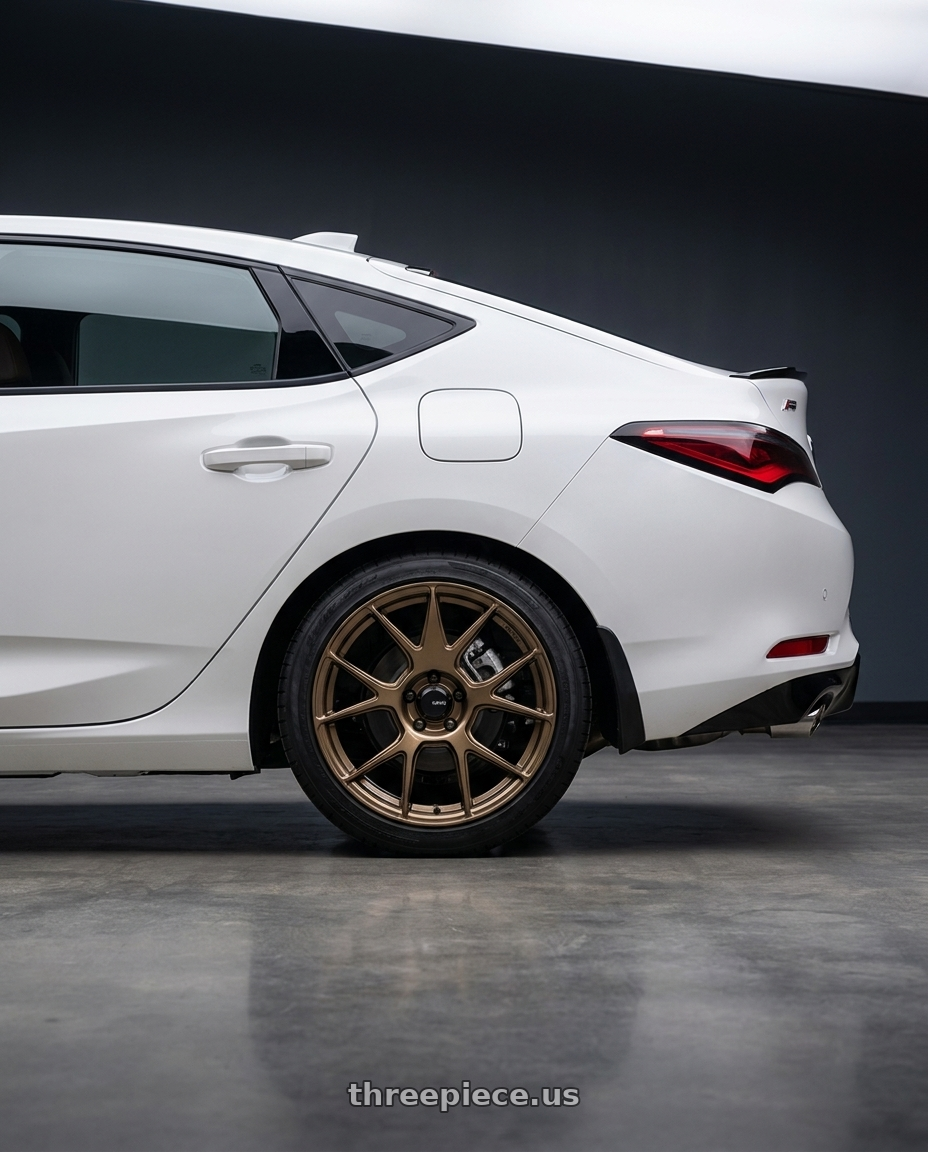 2025 acura integra elite a with Konig Ampliform 5x114.3 18x8.5+45 Gloss Bronze wheels rear three quarter view square tires