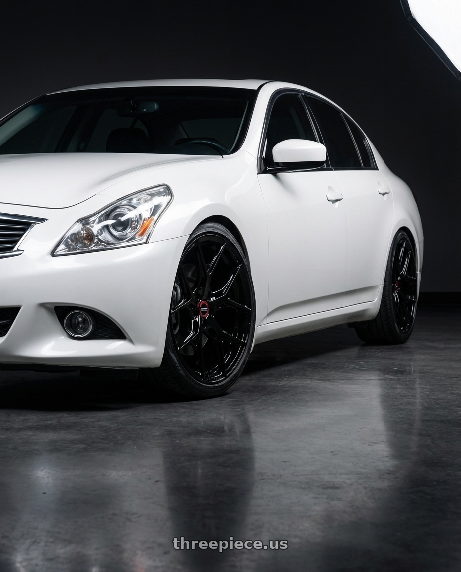 2012 Infiniti G37 with Vossen HF-5 19x8.5 / 5x114.3 / ET32 / Flat Face / 73.1 - Gloss Black Wheel - HF5-9N60 wheels