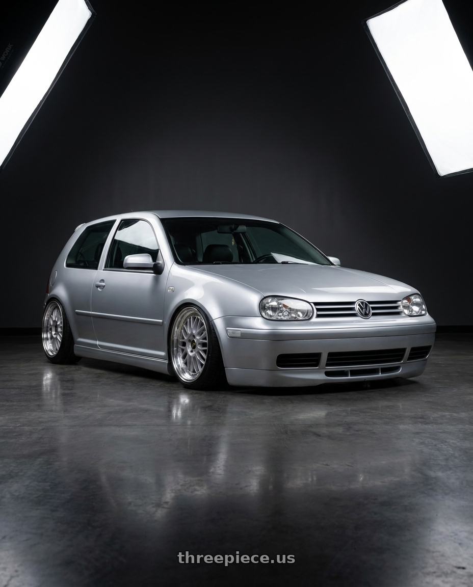 2002 VW gti 337 with Work Wheels VS-KF 5x100 18x8.5+34 Light Grey Silver A Disk FULL REVERSE wheels