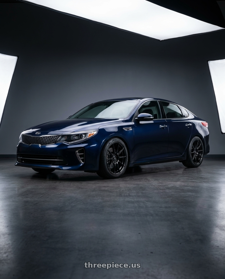 2017 Kia Optima Gt Gravity Blur with Advanti Racing 80B Hybris 5X120 18x8 +35 Gloss Black wheels