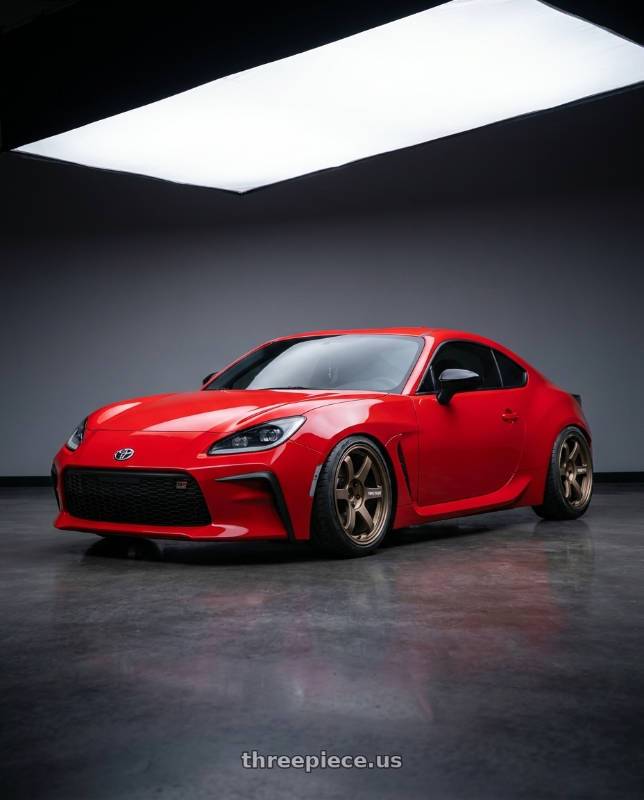 2024 Toyota GR86 Track Red with Volk Racing TE37 Saga S-Plus 5x100 18x8.5+45 Bronze wheels