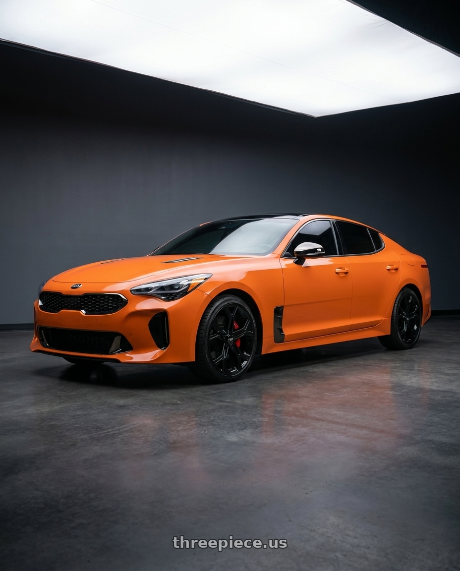 2019 KIA stinger gts  with DOLCE PERFORMANCE MAGARI 5x114.3 19x8.5 +35 Gloss Black wheels