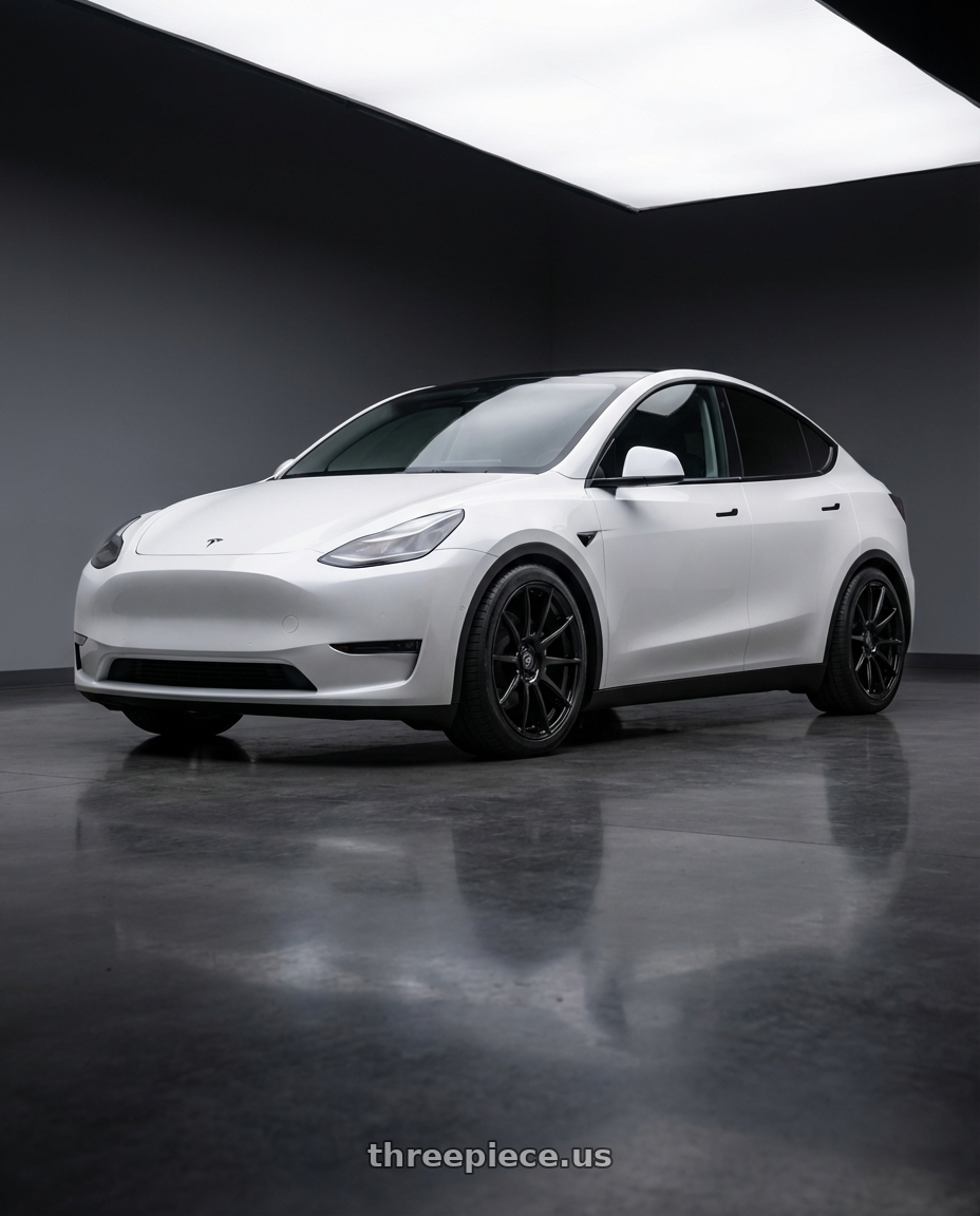 2024 Tesla Model Y with Forgestar CF10 5x114.3 20x9 +35 Gloss Black wheels