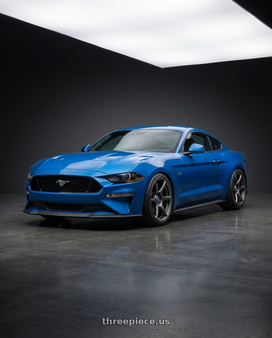 2022 Ford Mustang GT with Kansei K11G Tandem 5x114.3 19x9.5 22 Gunmetal wheels