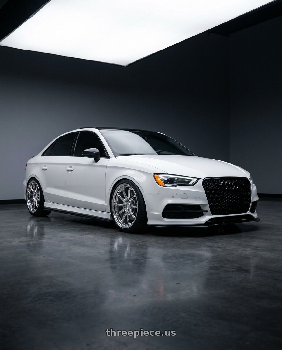 2016 audi s3 with KATANA RACING HR06 5x112 18x8.5 +35 Chrome wheels