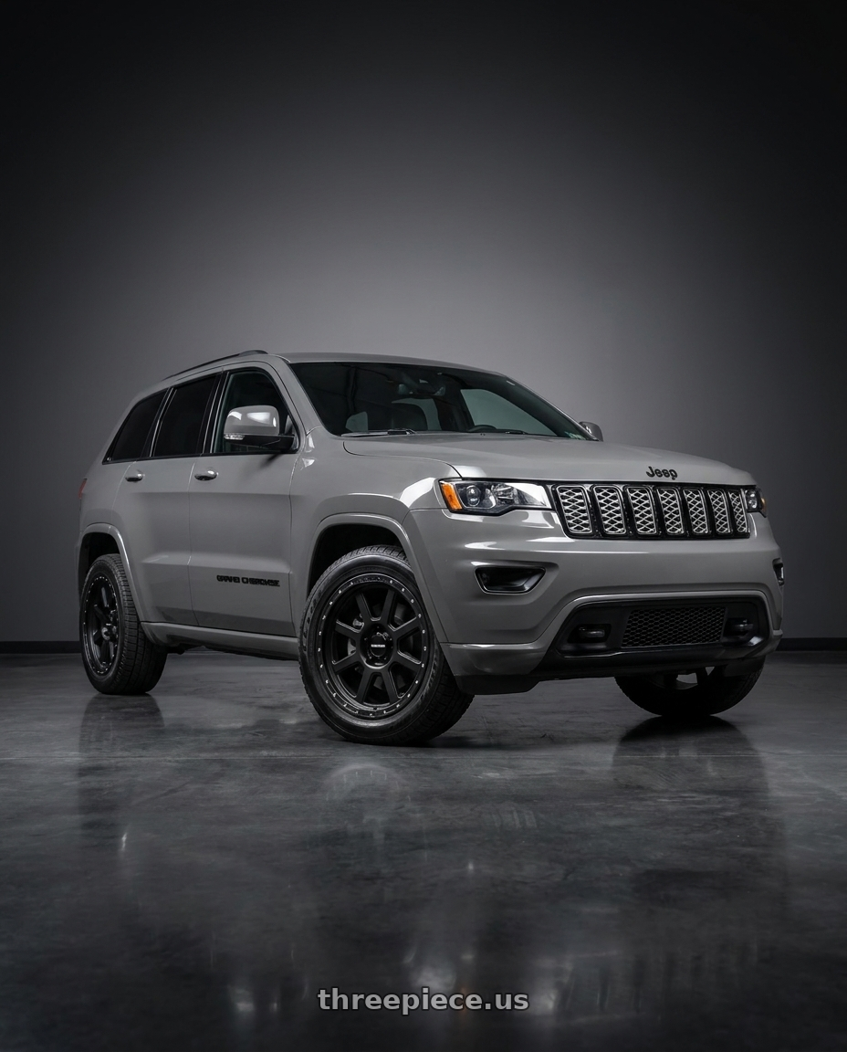 2021 Jeep Grand Cherokee Overland with Vision Off-Road 350 Ojos 5x127 20x9+10 Satin Black wheels