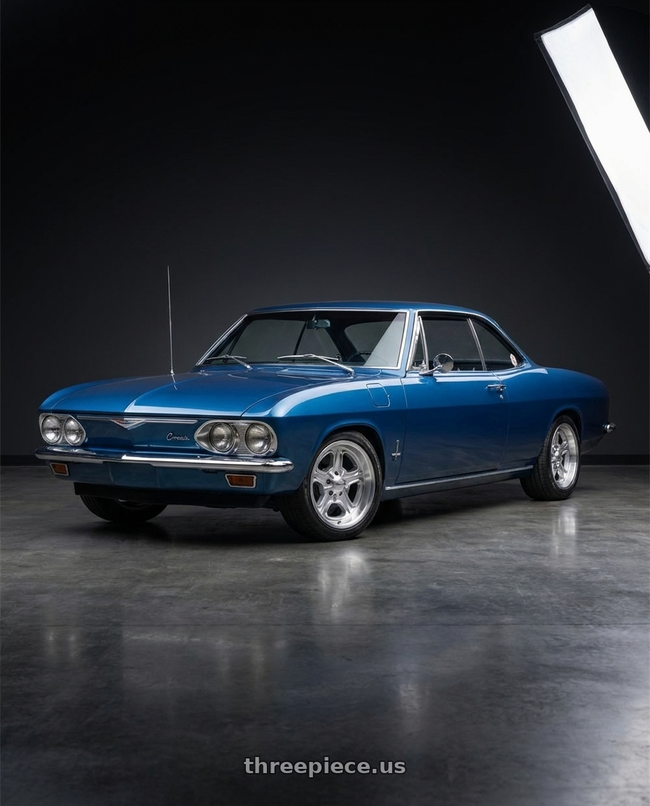 1965 Chevrolet Corvair with Vision American-Muscle 147 Daytona 5x120.65 15x7-7 Hyper Silver wheels