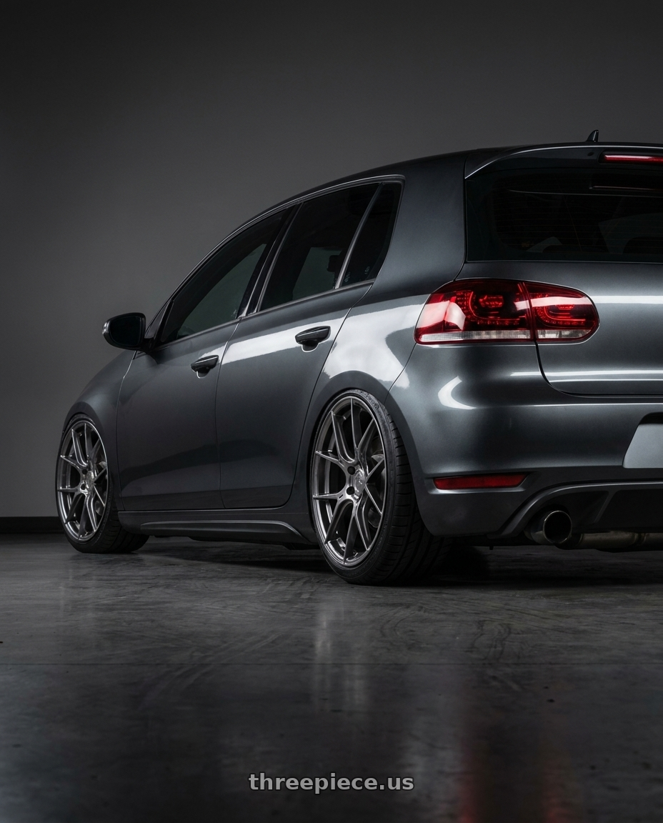 2013 volkswagen gti with Aodhan AH-11 5x120 18x8.5+35 Hyper Black wheels rear three quarter view square tires