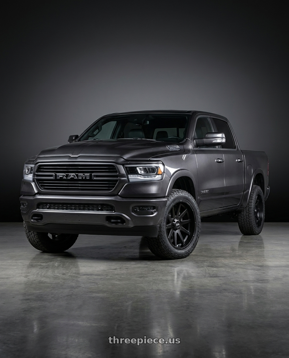 2021 Ram 1500 Laramie with Ion Type 143 6x139.7 20x9+0 Matte Black wheels