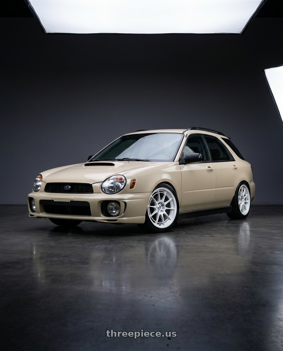 2002 subaru wrx wagon with Enkei NT03+M 5x100 18x9.5+40 Vanquish White wheels