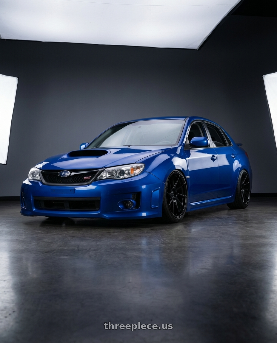 2013 Subaru WRX STI with Aodhan AH09 5x114.3 18x9.5 +35 Gloss Silver Machined Face wheels