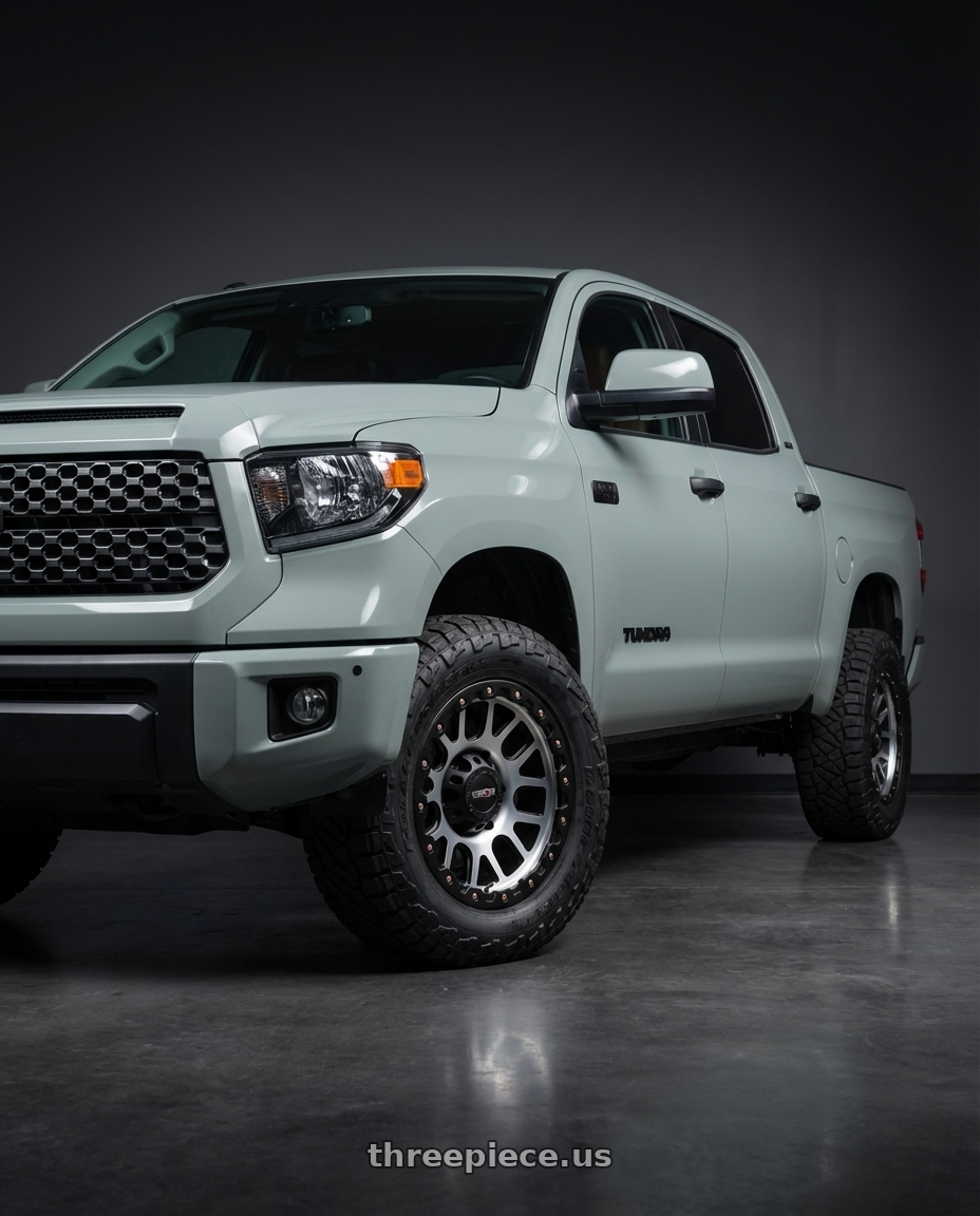 2018 Toyota Tundra with Vision Off-Road 111 Nemesis 5x150 20x9+18 Matte Black Machined Face wheels