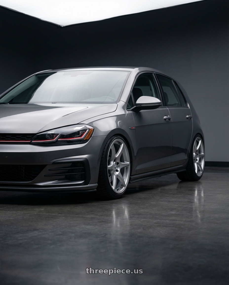 2019 Volkswagen GTI MK7 with Kansei K11S Tandem 5X112 18x8.5 35 Hyper Silver wheels