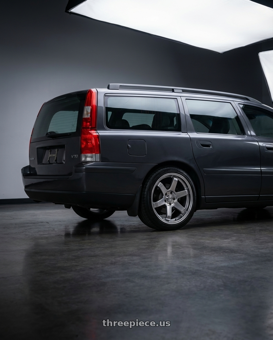 2007 volvo v70 2.4 with F1R F106 5x100 18x8.5 +35 Hyper Black wheels rear three quarter view square tires