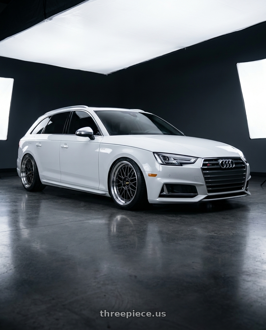 2017 audi s4 avant white with BBS LM 5x114.3 18x10.0+20 Diamond Black wheels
