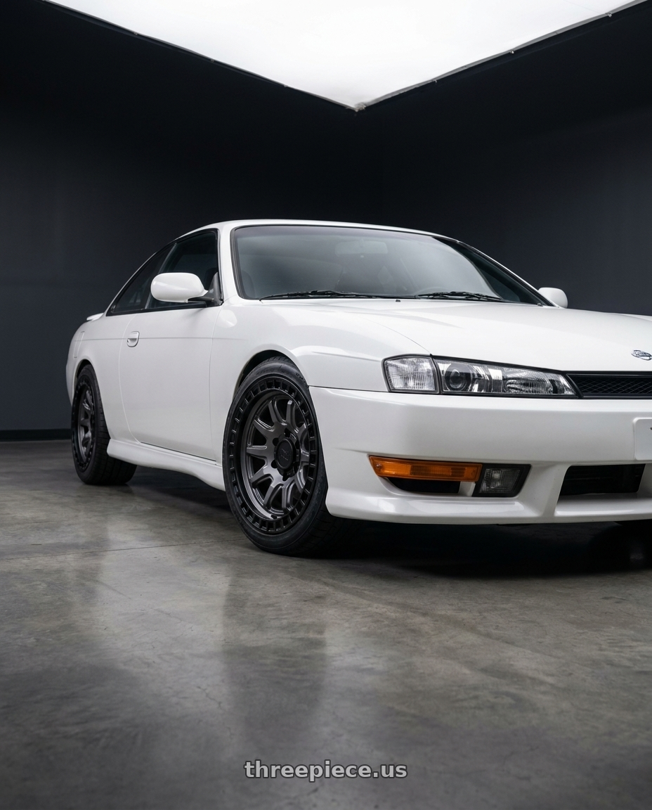 Nissan 240sx 1999 with Black Rhino CALICO 5X127 17X8.5 +34 MATTE GUNMETAL W/ MATTE BLACK LIP wheels