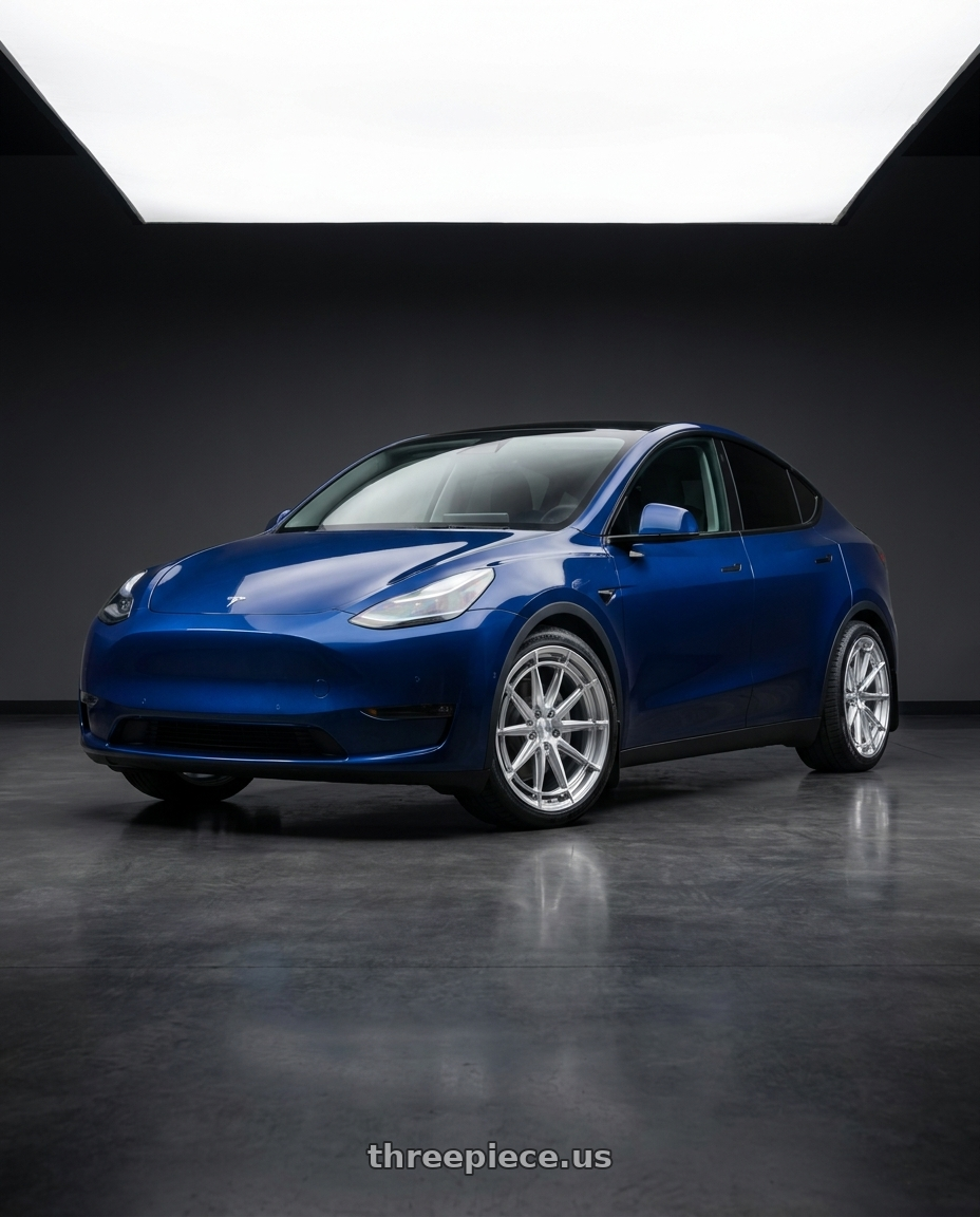 2022 Tesla Model Y with VOSSEN HFX-5 6X135 22x9.5 +20 SILVER POLISHED wheels