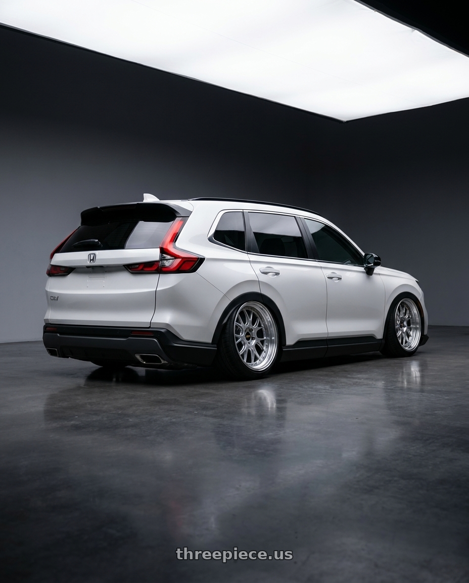 2024 HONDA CRV with BBS LM-R 5x114.3 20x9.5+40 Diamond Silver wheels rear three quarter view extreme stretch tires