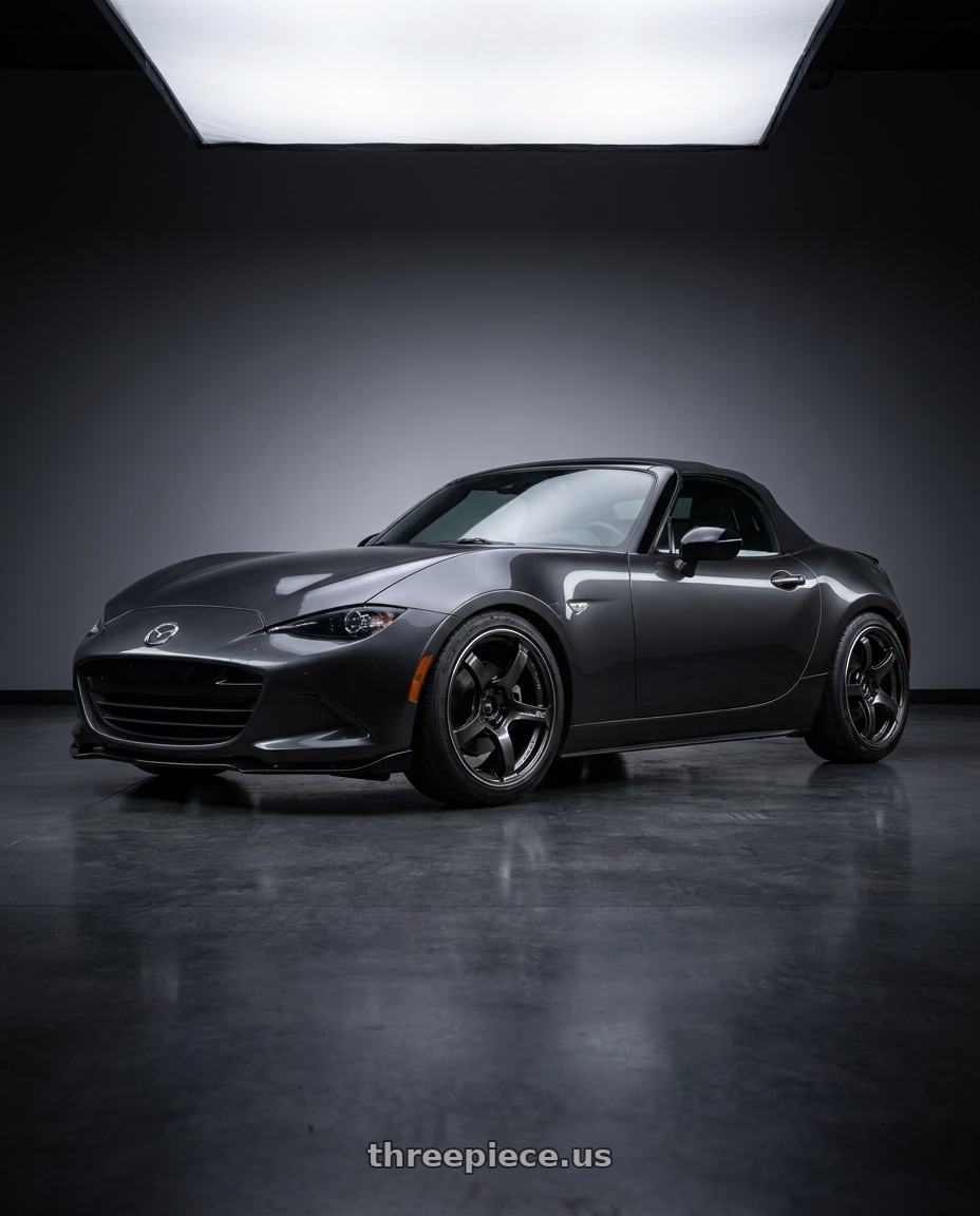 2017 Mazda MX-5 Miata with Advan Racing TC4 4x100 17x8.0 +35 BLACK GUNMETALLIC & RING wheels